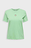 Only Kadın Onlfoodıe Baskı ve Yazı Detaylı Kısa Kol %100 Pamuk T-Shirt 15316728 Yeşil