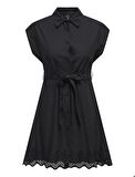 15314411 Only Onllou Lıfe Emb S/S Shırt Dress Ptm Kadın Elbise Black