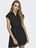 15314411 Only Onllou Lıfe Emb S/S Shırt Dress Ptm Kadın Elbise Black