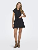 15314411 Only Onllou Lıfe Emb S/S Shırt Dress Ptm Kadın Elbise Black
