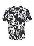 Erkek JJEJEFF AOP TEE SS SN T-Shirt-Siyah | XXL