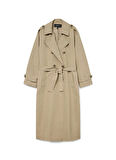 Vero Moda Krem Kadın Trençkot VMCHLOE LONG TRENCHCOAT GA NOOS