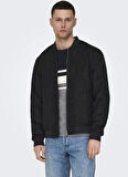 Only & Sons Normal Siyah Erkek Ceket ONSLUCAS FAKE SUEDE BOMBER OTW NOOS