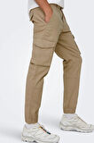 Only & Sons Erkek Onscarter Paçaları Lastikli Pamuklu Kargo Pantolon 22028434 Camel