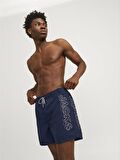 Jack&Jones Regular Fit Yazılı Lacivert Erkek Deniz Şortu 12253118