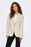 Only Kadın Onldola Slim Fit Çizgili Keten Ceket 15318499 Bej