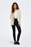 Only Kadın Onldola Slim Fit Çizgili Keten Ceket 15318499 Bej