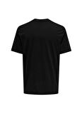 Only & Sons O Yaka Baskılı Siyah Erkek T-Shirt ONSLEVI LIFE REG TEXT SS TEE NOOS