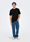 Only & Sons O Yaka Baskılı Siyah Erkek T-Shirt ONSLEVI LIFE REG TEXT SS TEE NOOS