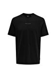 Only & Sons O Yaka Baskılı Siyah Erkek T-Shirt ONSLEVI LIFE REG TEXT SS TEE NOOS