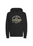 Jack & Jones Baskılı Erkek Siyah Sweatshırt JJMINDS SWEAT HOOD JNR
