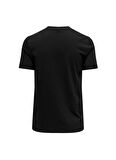 Only O Yaka Baskılı Siyah Kadın T-Shirt ONLNEO LIFE REG S/S FOLD-UP TOP BOX