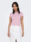 ONLELINA S/S O-NECK SHORT TOP JRS NOOS Kadın Pembe Bluz - 15320229