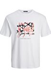 JACK&JONES JORARUBA AOPBRANDING TEE SS CREW NECK LN 12255517 BEYAZ