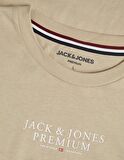 Jack&Jones Bisiklet Yaka Yazılı Kısa Kollu Bej Erkek T-Shirt 12217167