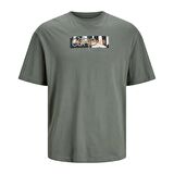 Jack & Jones 12253477 Jcoaop Print Tee Ss Crew Neck Haki