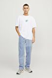 JACK&JONES JORDECAL TEE SS CREW NECK TG LN12254175 BEYAZ