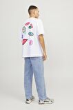 JACK&JONES JORDECAL TEE SS CREW NECK TG LN12254175 BEYAZ