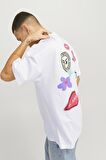 JACK&JONES JORDECAL TEE SS CREW NECK TG LN12254175 BEYAZ
