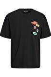 JACK&JONES JORDECAL TEE SS CREW NECK TG LN12254175 SİYAH