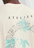 Jack & Jones Bisiklet Yaka Krem Erkek T-Shirt JORLAFAYETTE FLOWER TEE SS CREW NEC