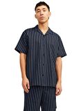 Jack&Jones Gömlek Yaka Rahat Kesim Kısa Kollu Lacivert-Beyaz Erkek Gömlek 12256772
