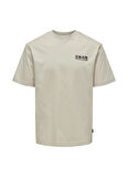 Only & Sons O Yaka Baskılı Açık Bej Erkek T-Shirt ONSKACE RLX JAP SS TEE