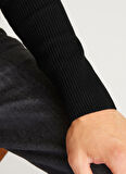 Jack & Jones Dik Yaka Fitted Siyah Erkek Kazak 12257771_JJEPERFECT KNIT CREW NECK