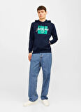 Jack & Jones Kapüşon Yaka Lacivert Erkek Sweatshırt JJTILEY SWEAT HOOD LN