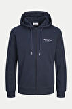 Jack & Jones Erkek Jjalvıs Fermuar Kapamalı Kapüşonlu Sweatshirt 12256847 Lacivert
