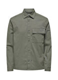 Only & Sons Normal Yeşil Düz Erkek Gömlek ONSHARPER RIPSTOP WORKER OVERSHIRT