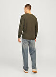 Jack & Jones Bisiklet Yaka Regular Fit Haki Erkek Kazak 12258407_JJECOOPER KNIT CREW NECK N