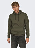 Only & Sons Kapüşon Yaka Koyu Kahve Erkek Sweatshırt ONSCERES HOODIE SWEAT NOOS