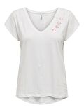 Only Kadın V-Yaka İşlemeli T-shirt - 15320529