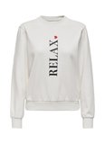 Only O Yaka Baskılı Koyu Beyaz Kadın Sweatshırt ONLVIOLA L/S O-NECK CC SWT