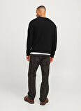 Jack & Jones Bisiklet Yaka Relaxed Siyah Erkek Kazak 12257854_RDDBROOKS KNIT CREW NECK L