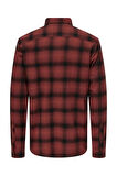 Only & Sons Erkek Onsmatt Uzun Kollu Regular Fit %100 Pamuk Gömlek 22030127 Kırmızı