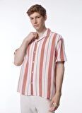 Jack & Jones Relaxed Mercan Erkek Gömlek JORLUKE CREPE RESORT STRIPE SHIRT S