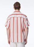 Jack & Jones Relaxed Mercan Erkek Gömlek JORLUKE CREPE RESORT STRIPE SHIRT S