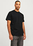 Jack & Jones Düz Yaka Siyah Erkek T-Shirt 12254551_RDDROAD CREW NECK TEE S/S