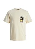 Jack & Jones Bisiklet Yaka Krem Erkek T-Shirt JORARUBA PHOTO TEE SS CREW