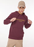 Jack & Jones Kapüşon Yaka Bordo Erkek Sweatshırt 12261177_JORLOUI SWEAT HOOD EXC