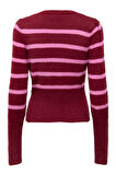 ONLPIUMO LS PUFF STRIPE O-NECK CC KNT KIRMIZI15324211