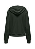 Only Kapüşon Yaka Düz Yeşil Kadın Sweatshırt ONLREBEL L/S ZIP STRING HOOD CC SWT
