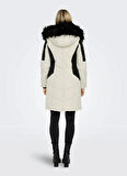 Only Ekru Kadın Kaban ONLNEWLINETTE FUR HOOD COAT OTW