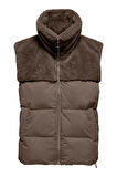 ONLWANJA FUR PUFFER MIX WAISTCOAT CC OTW A.HAKİ