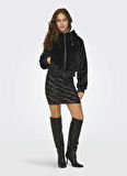 Only Siyah Kadın Mont ONLVENICE FAUX FUR HOOD BOMBER CC O