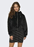 Only Siyah Kadın Mont ONLVENICE FAUX FUR HOOD BOMBER CC O