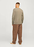 Jack & Jones Dik Yaka Fitted Kahve Erkek Kazak 12257771_JJEPERFECT KNIT CREW NECK