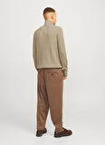 Jack & Jones Bisiklet Yaka A-Form Fit Bej Erkek Kazak 12257773_JJEPERFECT KNIT HALF ZIP S